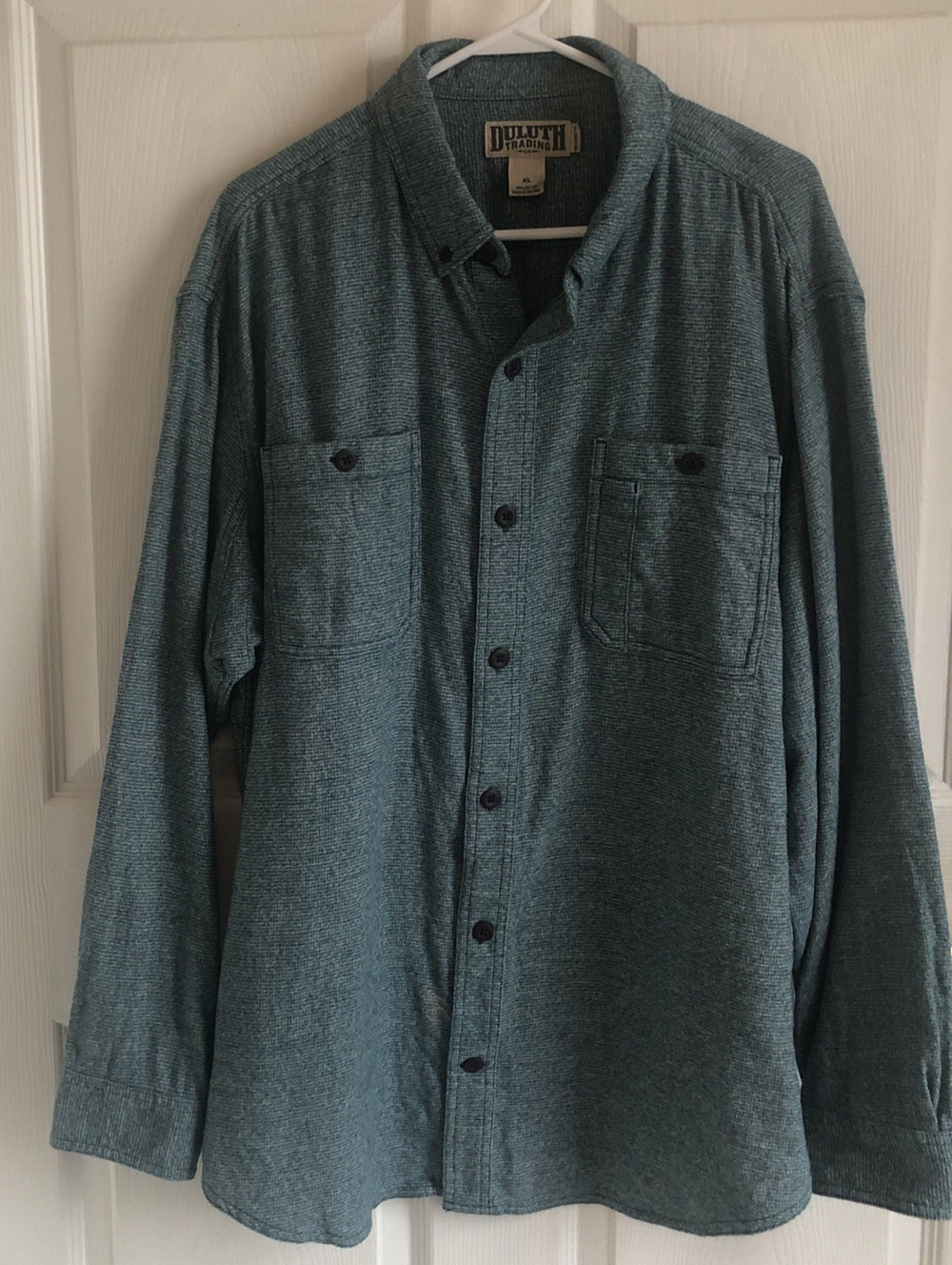 Duluth Trading CO shirt XL Button up Kennesaw long sleeve Green Heather cotton